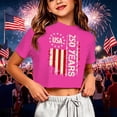 thumbnail image 2 of Bysome Girls T-Shirt 4th of July Flag Print Short Sleeve Crew Neck Shirt Summer Independence Day Smooth Toddler Kids Girls Tees Size 9-10 Years Pink, 2 of 4