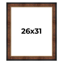 26x31 Frame Brown Walnut Gold Ornate Trim Solid Wood Plein Air Picture Frame | 3 Inch Moulding