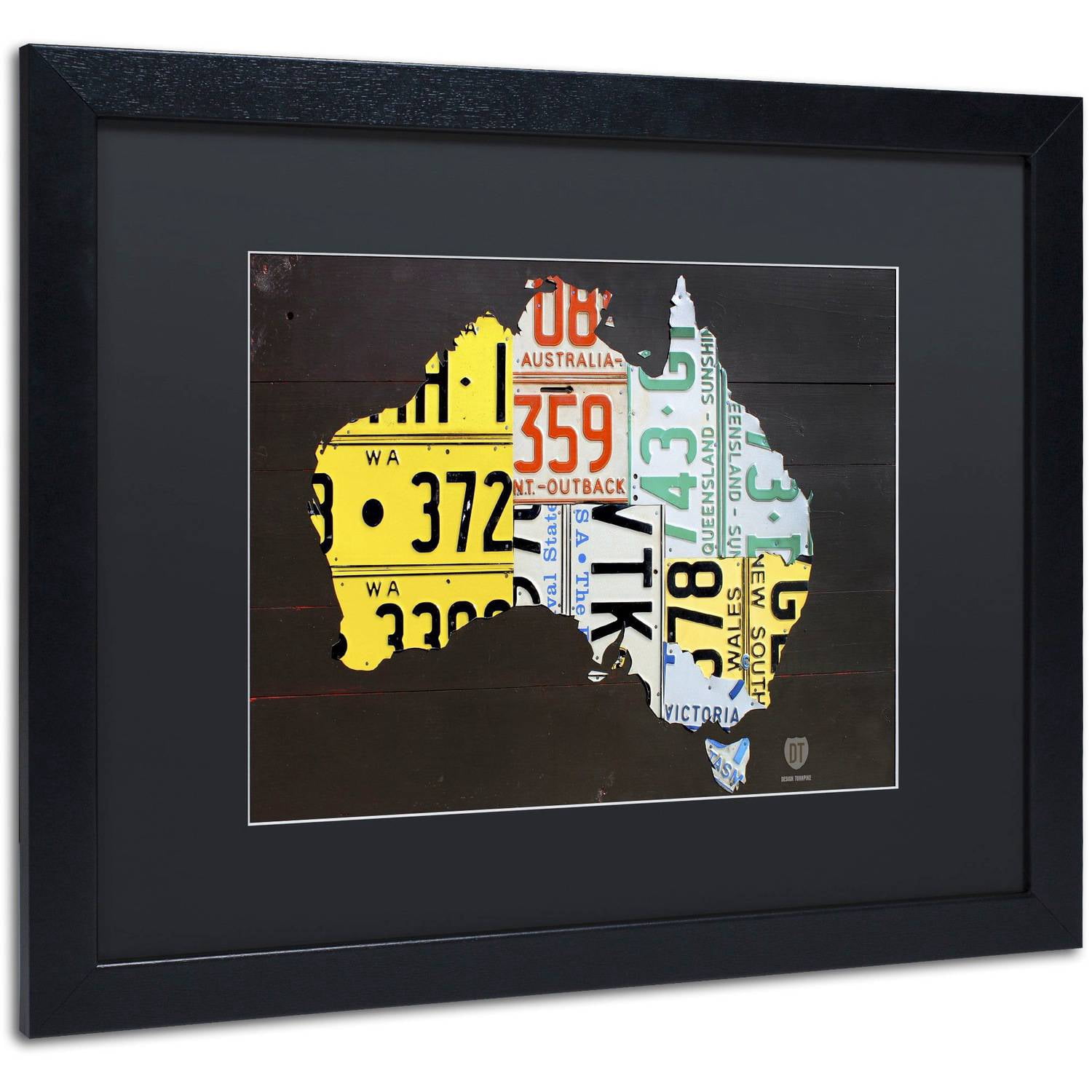 Trademark Fine Art 'Australia License Plate Map' Canvas Art by Design Turnpike, Black Matte, Black Frame