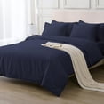 thumbnail image 5 of HYPRST 100% Cotton Duvet Cover Queen Size, Linen Like Stone Washed Navy Duvet Cover Set, 3pc Bedding Set with Zipper Closure, Soft, Lightweight and Breathable, 90"x90", No Comforter, 5 of 9
