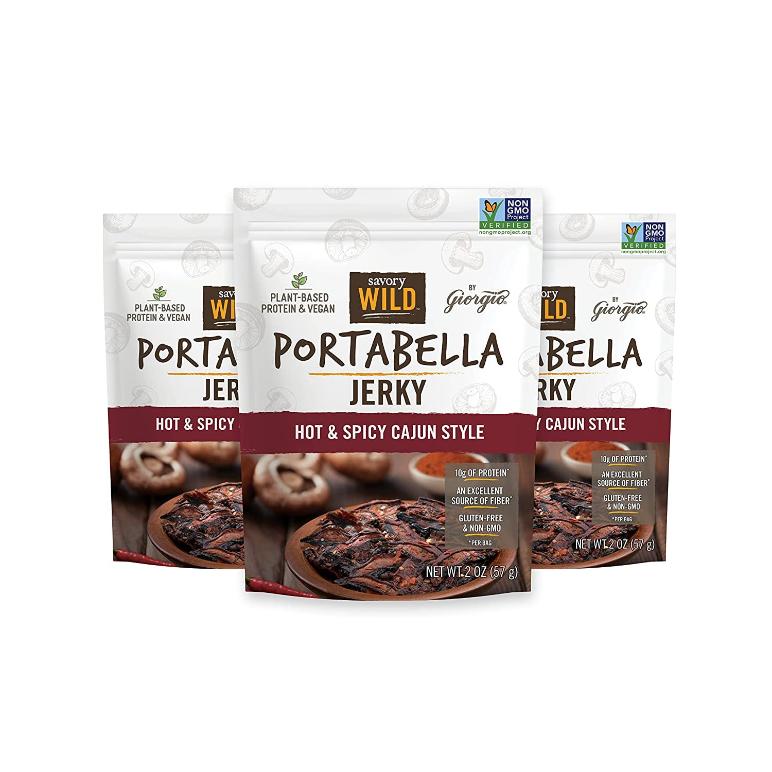 Portabella Mushroom Jerky Hot Spicy (3 Pack) Cajun Style