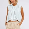 thumbnail image 2 of REDARER Boho Lace Trim Sleeveless Button Down Front Tie Flowy Crop Tank Top for Women, 2 of 4