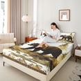 thumbnail image 4 of Homewish Wildlife Bear Twin Sheet Sets 3pcs for Kids Teens,Jungle Animal Twin Fitted Sheet Microfiber,Green Brown Breathable Flat Sheet,Super Cozy Room Decor, 4 of 7