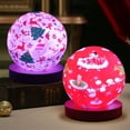 thumbnail image 6 of Round Wooden LED Light Base Christmas Elements Printed Lantern Table Night Lamp with Remote Controls, USB Wood Night Light for Home Decor, 6 of 6