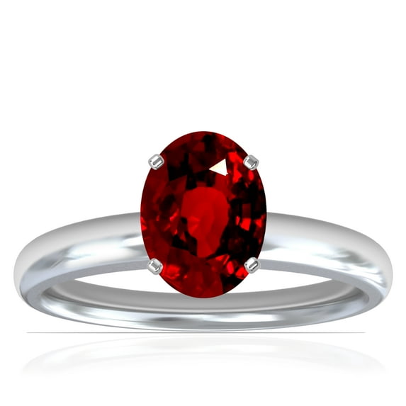 GemsNY July Birthstone - Traditional Oval Untreated Ruby Solitaire Ring (Grade - AAAAA | 1.00cts.)