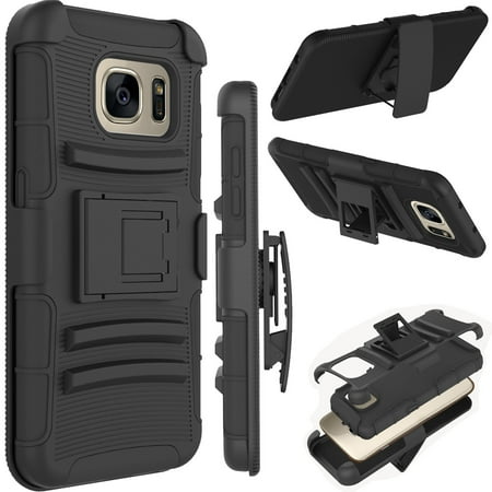 S7 Edge Case, Samsung SM-G935 Case, Tekcoo ™ [Hoplite Series] Shock Absorbing Holster Locking Belt Clip Defender Heavy Kickstand Full Body Case Cover For Samsung Galaxy S7 Edge All (Best Carrier For Android)