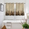 thumbnail image 3 of Brown Forest Kitchen Curtains Short 54 Inch Length, Vintage Tree Farmhouse Botanical Grommet Top Bedroom Living Room Curtains, Light Filtering Cafe Curtain Drapes 2 Panels Set 84''x54'', 3 of 9