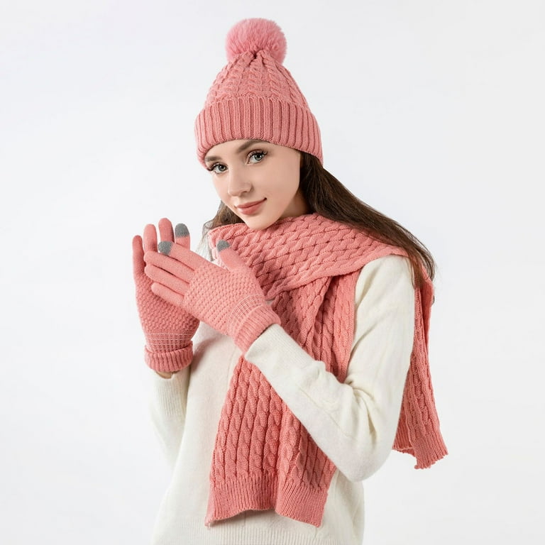 YESIMOLA Scarf Gloves Hat Set Women Winter Beanie Hat Scarf Gloves