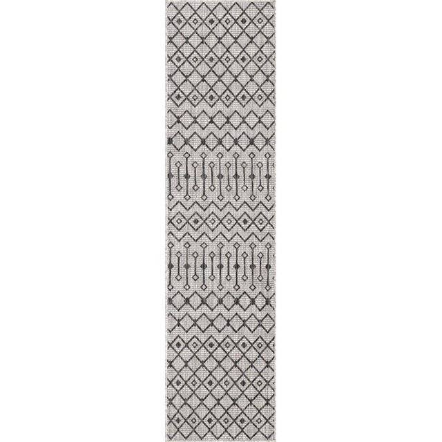Unique Loom Outdoor Trellis Geometric Rug 2' x 8' Runner Light Gray/Blue