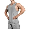 thumbnail image 4 of Hicidod Tank Tops Men Big And Tall Sleeveless Beach Lighweight Shirts for Men Summe Solid Workout Casual Button Down T-Shirts Deals, 4 of 5