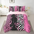 thumbnail image 3 of Homewish Girly Pink Fashion Twin Bedding Sets 7-Piece, Leopard Cheetah Print Bedding Comforter Set, Kawaii Cartoon Ribbon Bow Reversible Sheet Sets, Super Cozy Room Decor, 3 of 8