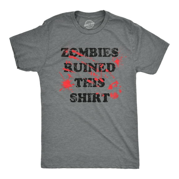 Mens Zombies Ruined This Shirt Tee Funny Bloody Halloween Undead Joke T Shirt for Guys Graphic Tees