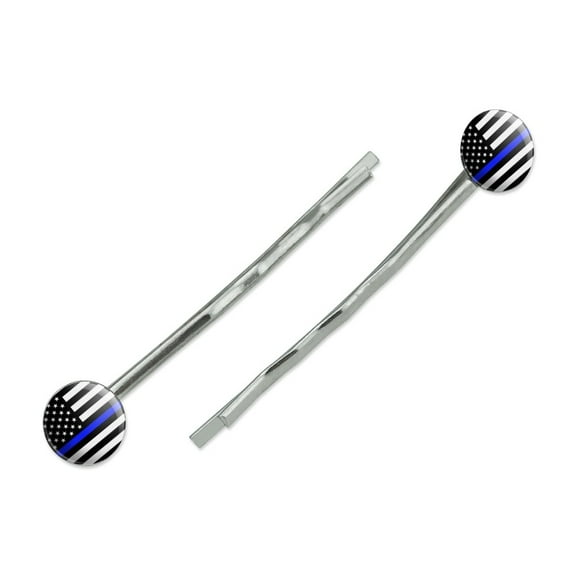 Thin Blue Line American Flag Bobby Pins Barrettes Hair Styling Clips