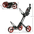 thumbnail image 2 of Gymax 3 Wheels Foldable Golf Push Pull Cart Trolley w/ Mesh Bag Foot Brake Red, 2 of 10