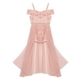 thumbnail image 5 of iEFiEL Girls Off-the-Shoulder Lace Chiffon Maxi Romper Dress Flower Girls Princess Pageant Ball Gown Light Pink 8, 5 of 6