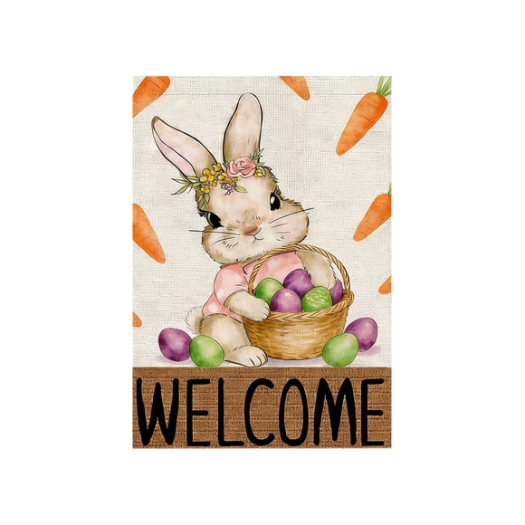 SLYNSHome Easter Egg Bunny Garden Flag Easter Garden Flags 12x18 Double Sided Flower Yard Flag for Outside Flower Seasonal Farmhouse