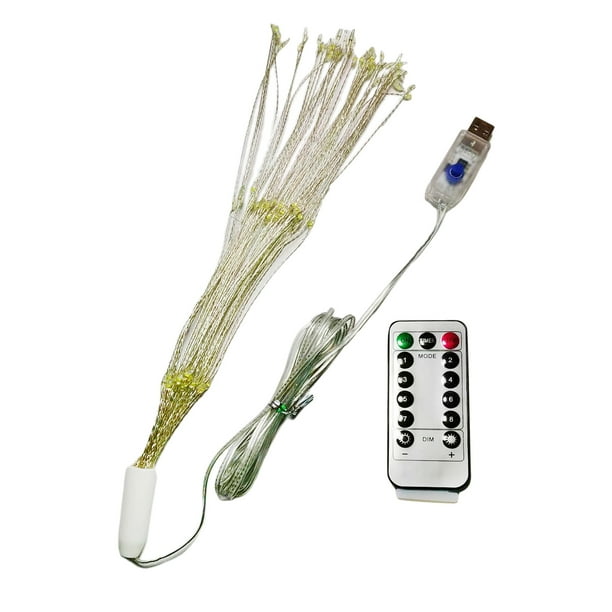 Luces LED de alambre de cobre USB 100-200 con control remoto, IP64, para decoración de interiores y exteriores, fiestas 200 LED 50 rama