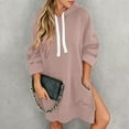 thumbnail image 4 of Pullover Dress for Women 2026 Long Sleeve Trendy Oversized Split Hem Hooded Sweatshirt with Pockets Pullover Top, 4 of 6