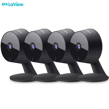 LaView Home Wirelss Security Camera System (4 Pack) Smart Full HD 1080P Wi-fi Night Vision Motion Detection, Two-Way Audio, APP control & Web Access, US Cloud Black