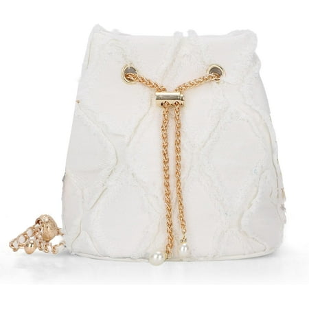 QIUYI Small Denim Bucket Bag for Women  Jean Purse Crossbody Bags Denim Tote Bag Drawstring Handbag
