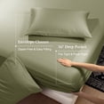 thumbnail image 6 of Sonoro Kate 100% Organic Cooling Bamboo Sheets, King Sheet Set 6-Piece with 16" Deep Pocket, Silky Smooth Luxury Bed Sheets, Sage Green, 6 of 7
