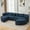 Blue + Boucle + 6 Seat + Foam, variant on Boneless Couch Modular Sectional Sofa 114.9" Free-combined Sofa Couch Sofa Bed Compression Sofa with Deep Seating and Curved Design for Living Room, Black