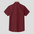 thumbnail image 5 of Summer Savings Clearance! Ecqkame Mens Summer Casual Cotton Linen Lapel Shirts Short Sleeve Button Beach Shirts Tops Wine L, 5 of 5