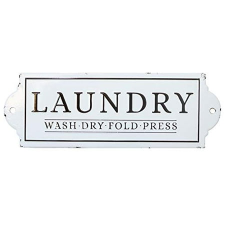 Porcelain Enamel Sign - Barnyard Designs Laundry Wash Dry Fold Press Enamel Wall Sign Vintage Classic Laundry Room Home Decor 24