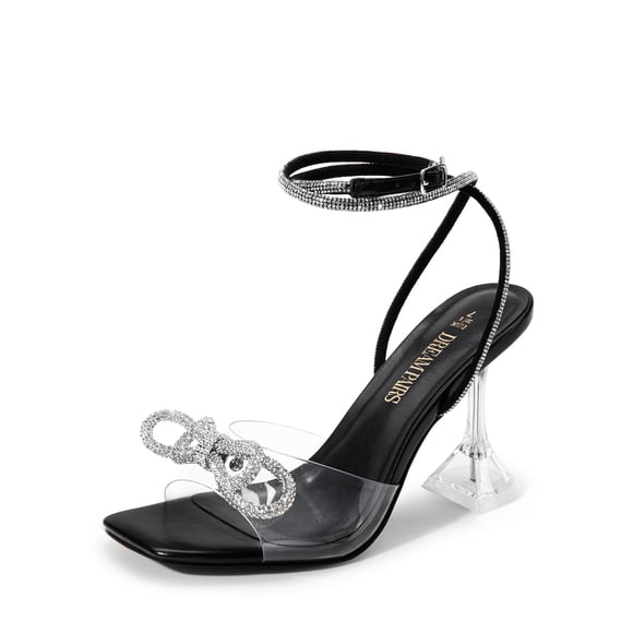 Sandalia DREAM PAIRS Stiletto con Moño y Pedrería 9.5 Negra
