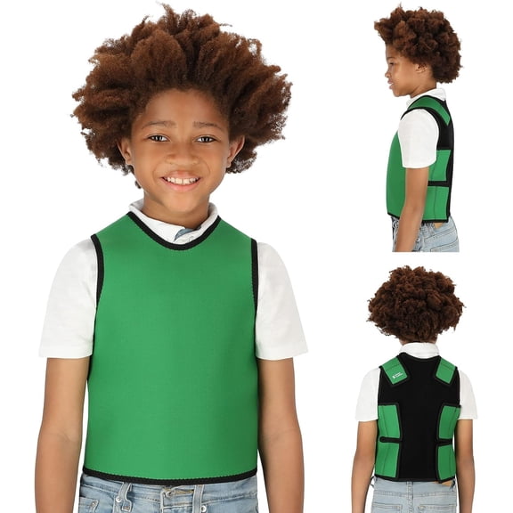 Special Supplies Compression Vest for Kids – Deep Pressure Comfort, Breathable Sensory Wrap for School and Travel – Adjustable Side Straps (Green,  Small)