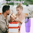 thumbnail image 6 of 30 oz Tumbler with Handle and Straw Lid, Double Walled Vacuum Insulated Water Bottle Leakproof Tumbler Travel Coffee Mug Thermal Cup, Cupholder Friendly for Office, , , Purple, 6 of 7