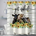 thumbnail image 2 of Funny Get Naked Shower Curtain Farmhouse Animal Highland Cow with Sunflower In Bathtub Cattle Shower Curtains Set, 2 of 4