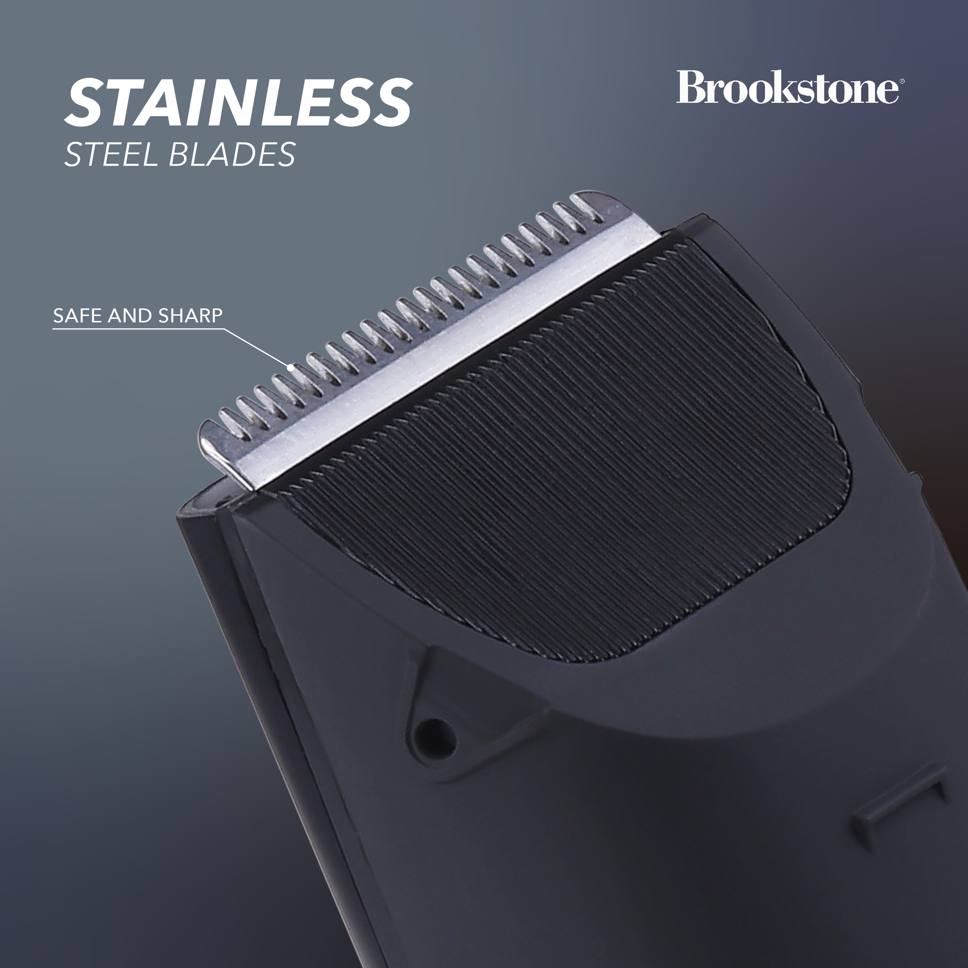 Brookstone Cordless Rechargeable Men's Electric Hair Trimmer with Included Vacuum,