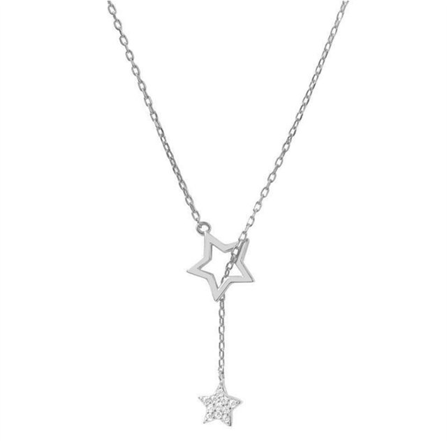 Jumpingount Collar estrella brillante diamantes de imitación colgantes gargantillas collares universales diario joyería mujer accesorios plata Type3 NO3