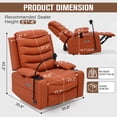 thumbnail image 3 of Holaki Power Recliner Chair, 270° Swivel Recliner with Heat & Lumbar Support, Modern PU Leather Rocker Recliner Nursery Chair with Smart Cup Holder & Adjustable Armrests for Nursing, Orange, 3 of 11