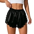 thumbnail image 2 of Women's Scalloped Satin Lounge Shorts Elastic Waist Summer Split Side Pajama Bottoms Loose Sleepwear Shorts, 2 of 7