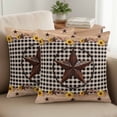 thumbnail image 2 of Set of 2 Texas Star Pillow Covers 18x18 Inch, Country Star Sunflower Vintage Plaid Wood Grain Decorative Throw Pillow Cases Cotton Cushion Covers for Sofa Couch Bed Living Room Bedroom Home Decor, 2 of 9