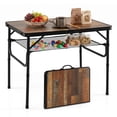thumbnail image 1 of Gymax Table de Camping Pliant de 3 Pi avec Hauteurs Réglables, Filet de Rangement et Poignée de Transport, 1 of 10