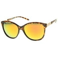 thumbnail image 2 of sunglassLA Unisex Womens Fashion Metal Temple Colored Mirror Oversize Cat Eye Sunglasses (Tortoise-Gold / Magenta Orange Mirror) - 59mm, 2 of 4