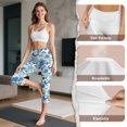 thumbnail image 6 of HELLHERO Flower Printed Capri Leggings for Women Tummy Control Yoga Leggings Breathable Yoga Pants with Pockets, XL, 6 of 7