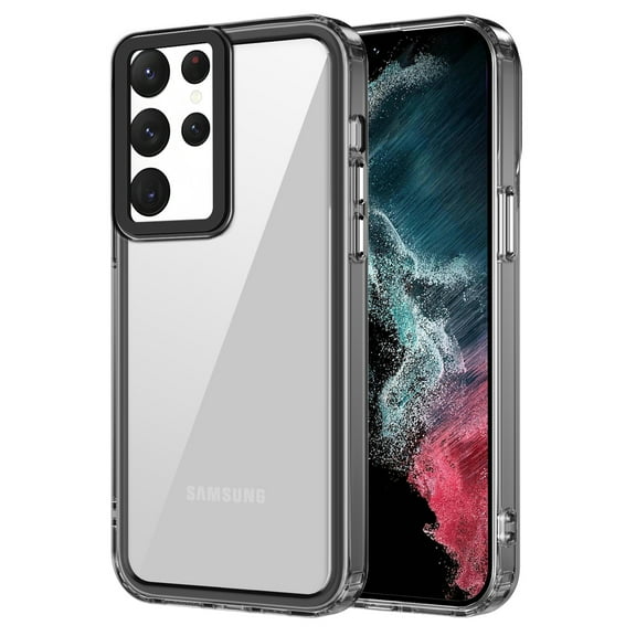 Feishell Compatible with Samsung Galaxy S22 Ultra Clear Case, for Women Men, [Non-Yellowing][Supports Wireless Charging] Slim Thin Shockproof Lightweight Transparent Phone Case,Black