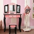 thumbnail image 2 of Ktaxon Kids Vanity Table and Stool Set with 3 Mirrors, Pretend Play Princess Makeup Dressing Table,Children's Furniture, 2 of 2