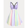 thumbnail image 1 of Vestido Talla Extra Ojal Borde Arco Iris Rosegal  Vestidos casuales de talla grande, 1 of 5