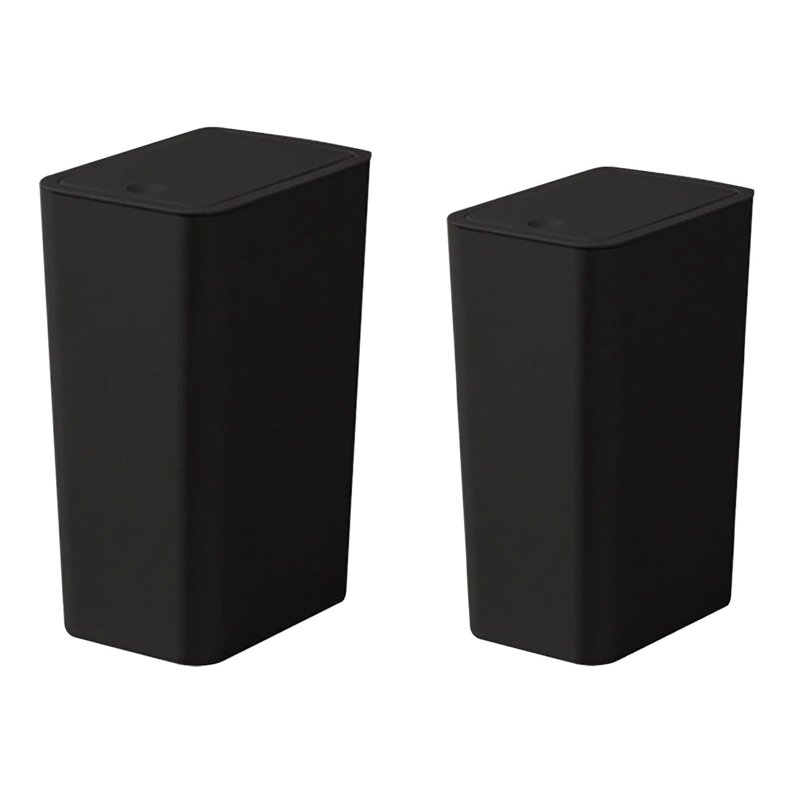 1Pc Large Black Bathroom Trash Can With Hinged Lid & Up Cover Premium Durable Plastic For Home Toilets Bedrooms Bathroom Living Room Garbage Can Trash Bins Home Office Use(Black,10x6.9x13.4")