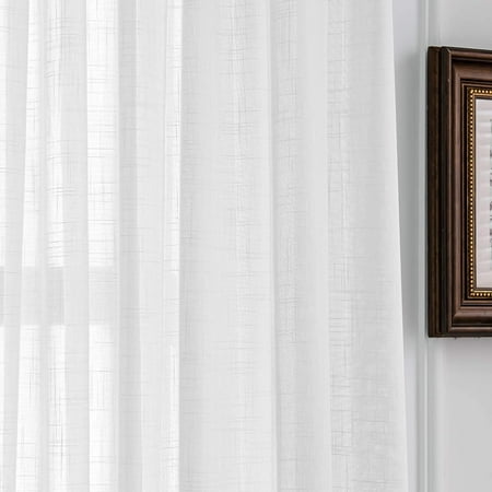 Linen Textured White Semi Sheer Curtains 108 Inches Long Living Room Solid Crushed Sheers Voile Curtain Panels Bedroom Window Treatment Rod Pocket Light Filtering Ds Transpa 2 Canada Crushed Sheers Voile Curtain Panels, Curtains 108 Inches Long