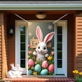 thumbnail image 7 of KOYPTL Easter Door Cover for Front Door, Cute Easter Bunny Egg Wreath Pattern for Front Door, Welcome Door Porch Sign Banner for Spring Holiday Party Easter Decorations Indoor, 35.4x70.8 inch, J, 7 of 7