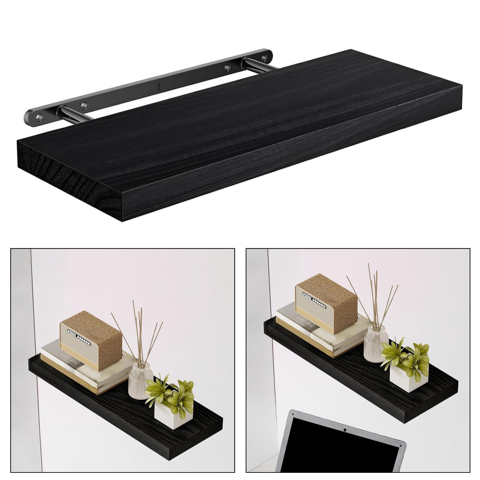 CarpNettore Float Shelf Rustic Hanging Minimalist Wood Wall Shelf with Invisible Bracket for Black