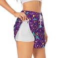 thumbnail image 1 of Balery Retro 80s Style Pantalones cortos deportivos para mujer con forro y dos bolsillos, elásticos, para entrenamiento, gimnasio, yoga-X-Large, 1 of 7