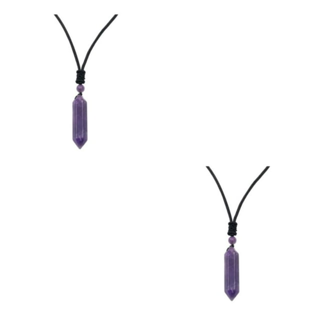 Xinxinyy Collier Ajustable en Quartz Clair 1/2/3/5, Équilibre et Renouvellement, Améthyste Faite à la Main, 2 Pcs