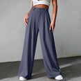 thumbnail image 2 of Miluxas Women's Plus Size Dressy Trousers Pleated Front High Waist Wide Leg Pants Business Casual Loose Trousers with Pockets for Work Commute Dark Gray, 2 of 6